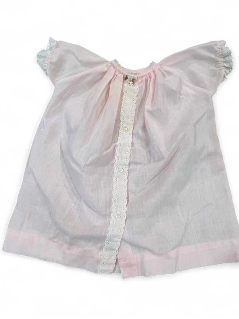 Vintage Infant Girls Pink Dress with Lace Trim